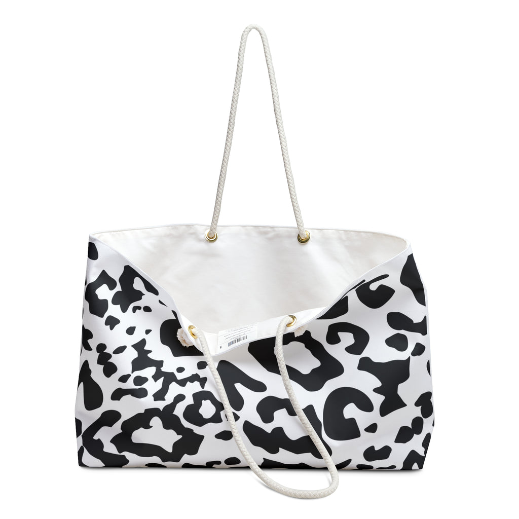 Cheetah Print Weekender Bag — Black & White Summer Tote