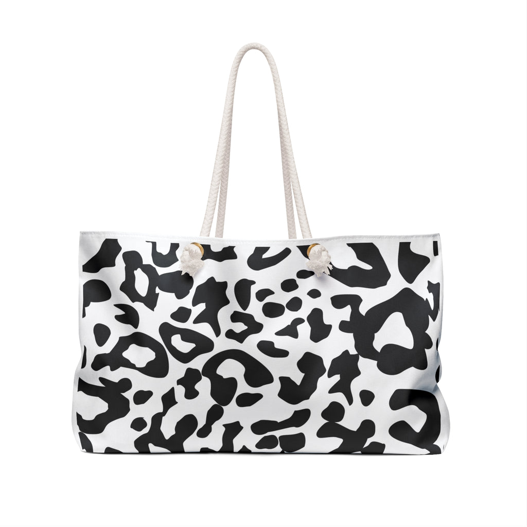 Cheetah Print Weekender Bag — Black & White Summer Tote