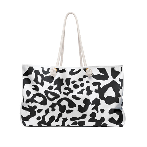 Cheetah Print Weekender Bag — Black & White Summer Tote