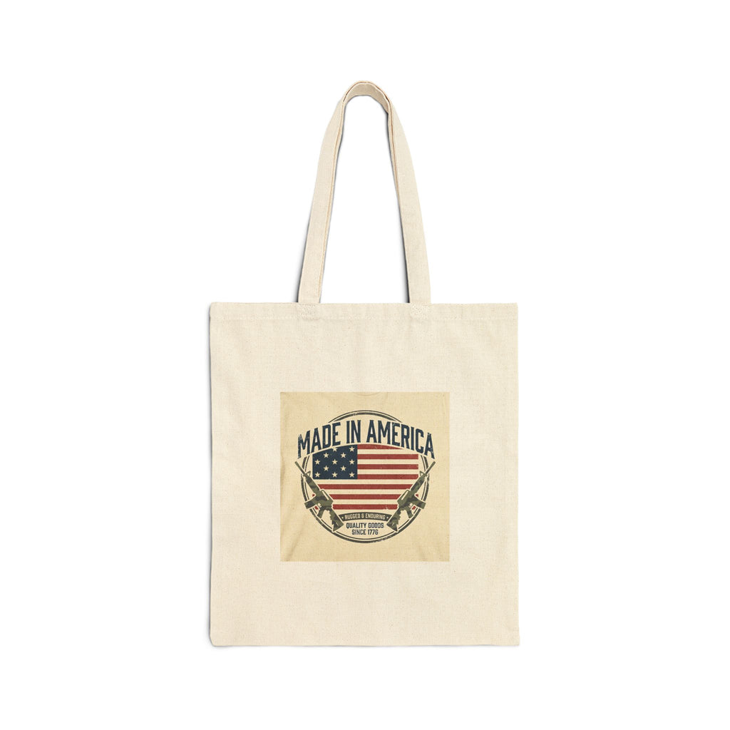Made in America tote, Americana vintage red white blue, retro patriotic canvas