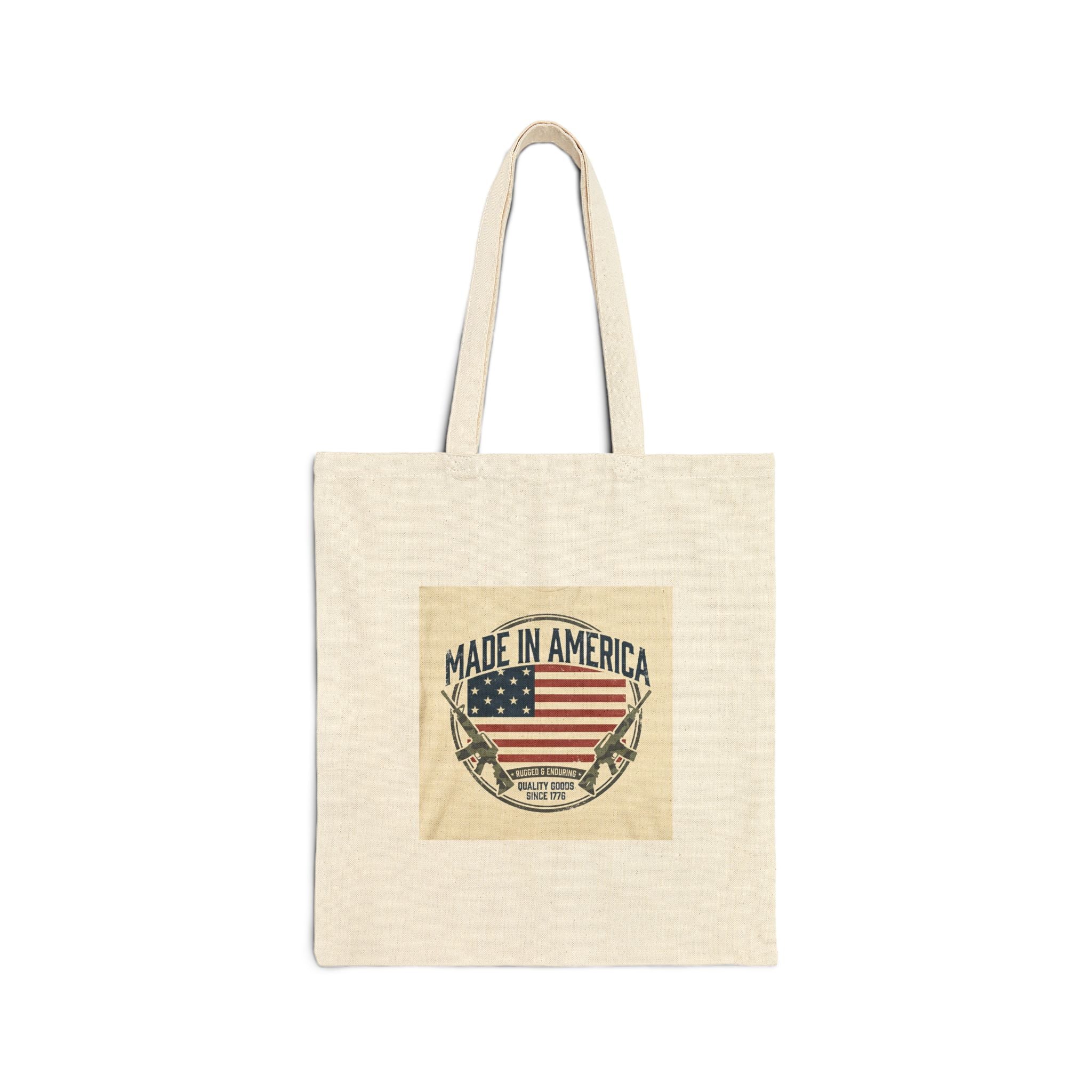 Made in America tote, Americana vintage red white blue, retro patriotic canvas