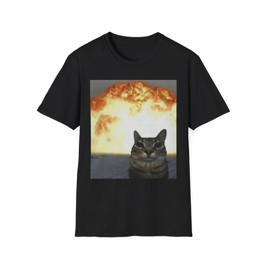 Explosion Meme Cat T-Shirt , 100% Cotton Unisex Short Sleeve Animal Gift, Funny Shirt