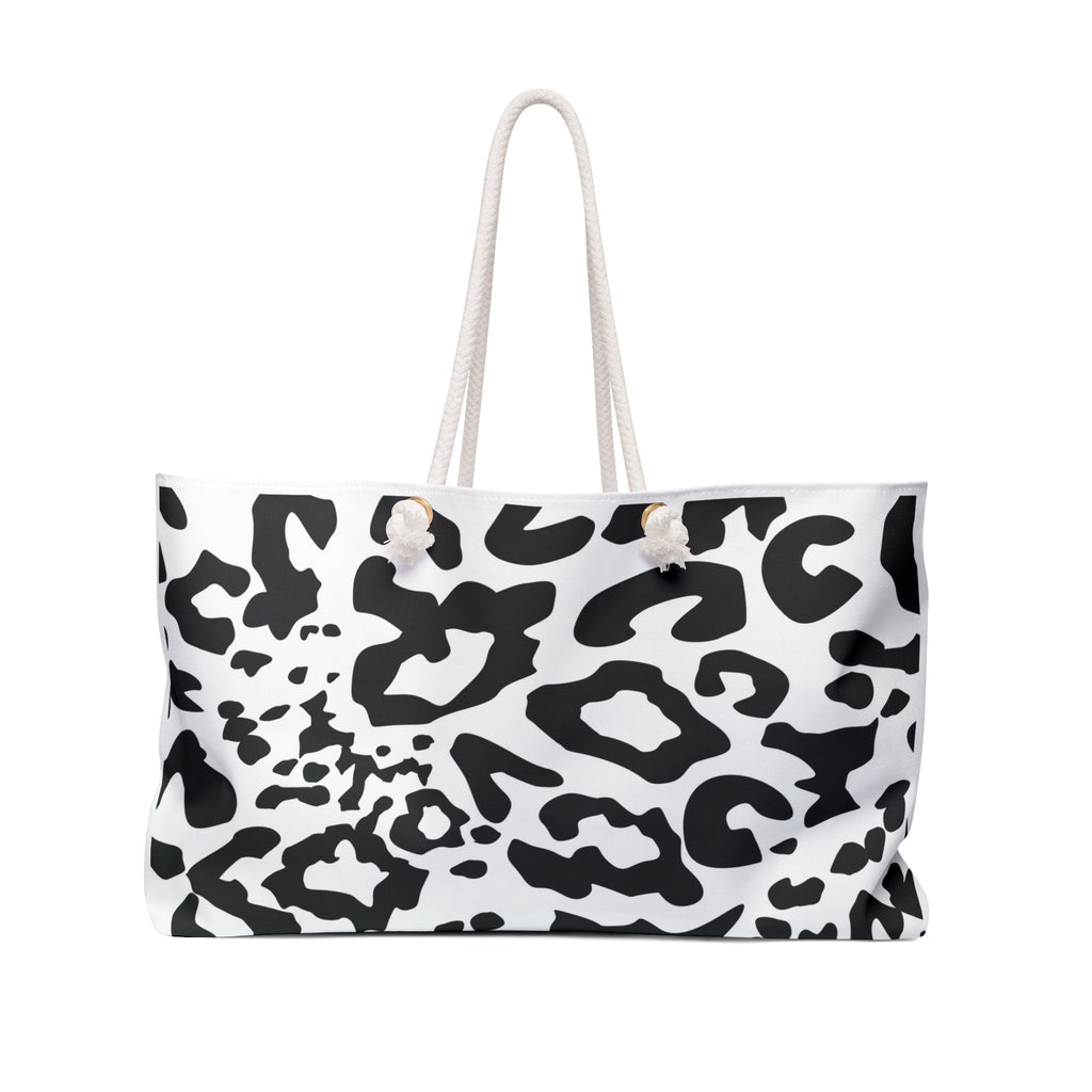 Cheetah Print Weekender Bag — Black & White Summer Tote