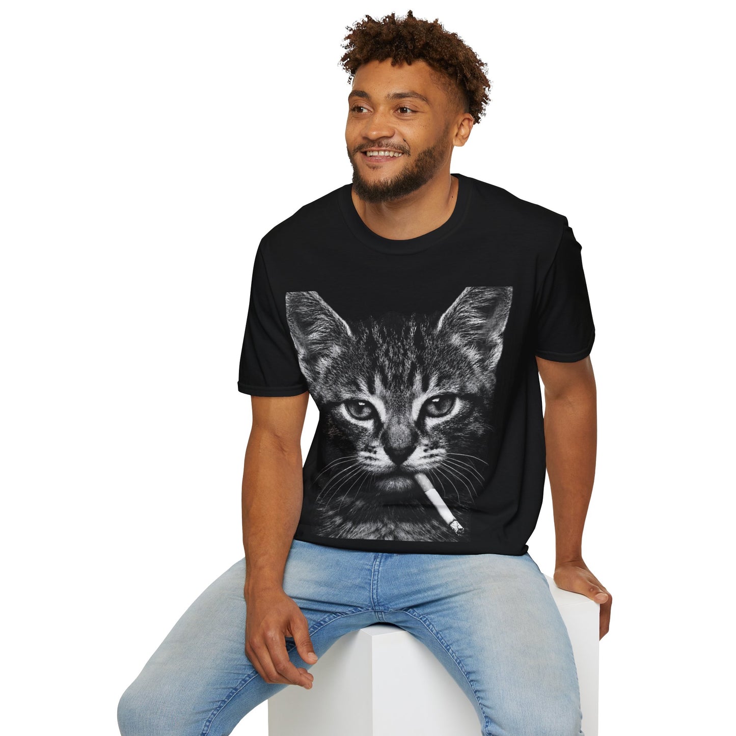 Cat With Cigarette Graphic Tee — Edgy Retro Kitten T-Shirt