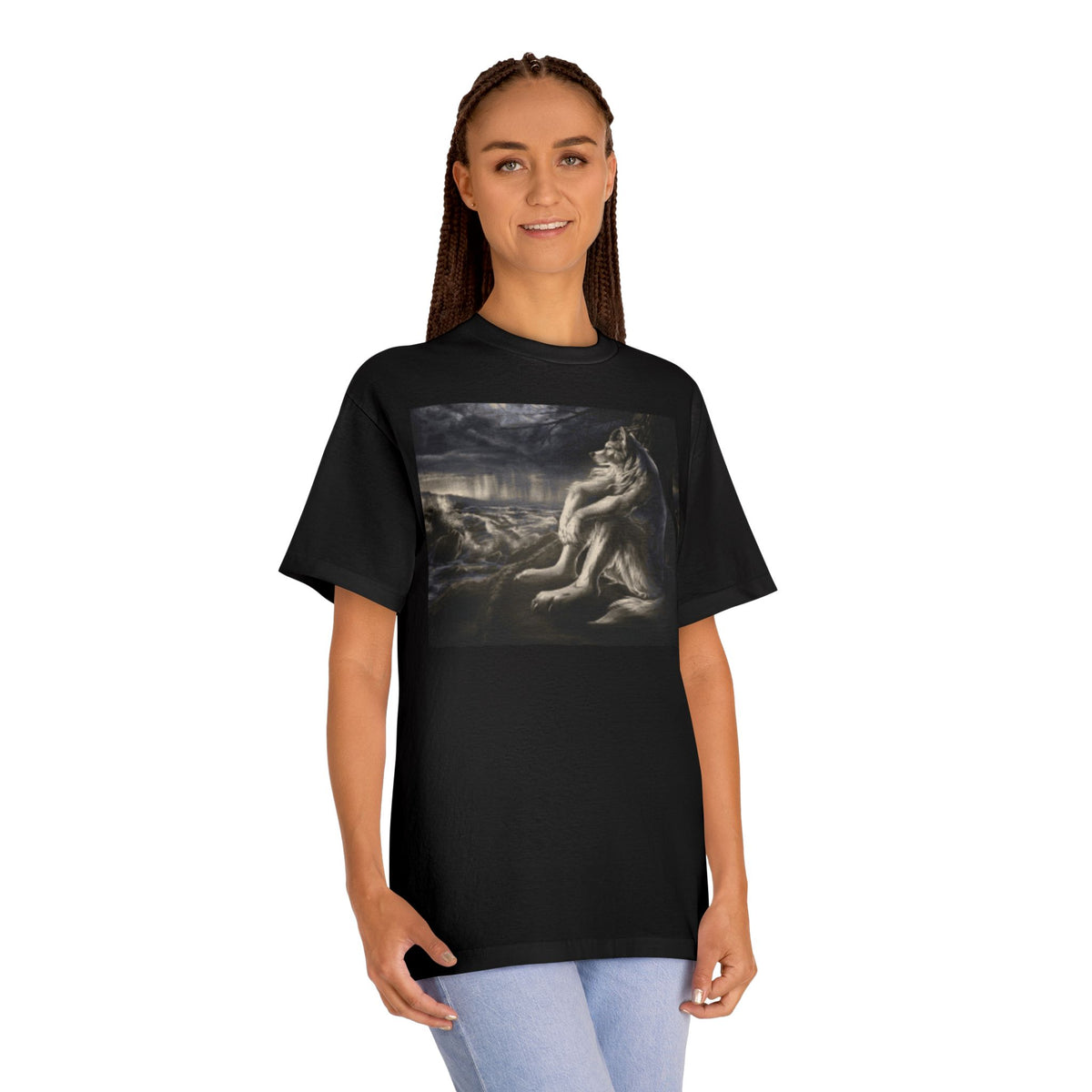 Wolf Moon Graphic Tee — Mystical Wolves Nightscape T-Shirt